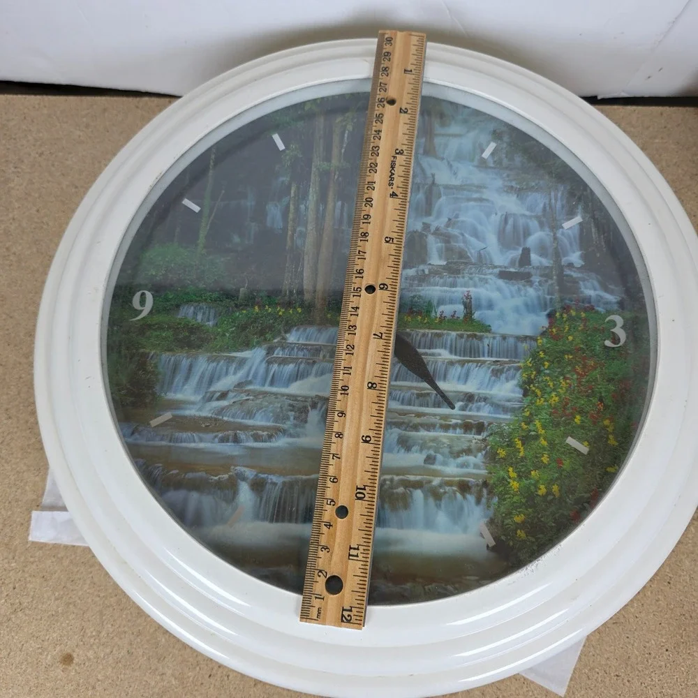 Vintage Contin CT-678 Waterfall so7nd Wall Clock Lighted Nature Scene‎ 12 Inch